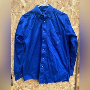 Ariat Men's Blue Cotton Collared Long Sleeve Casual Button-Up Shirt Small EUC